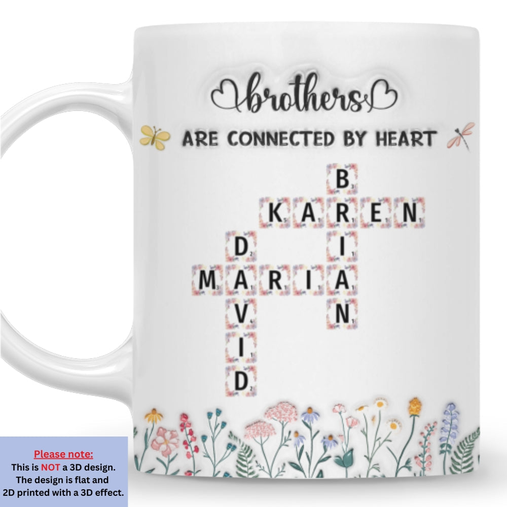 Custom Christmas & Birthday Gift for Brother & Sister • Connected By Heart Forever Always - Personalized 3D Inflated Effect Mug