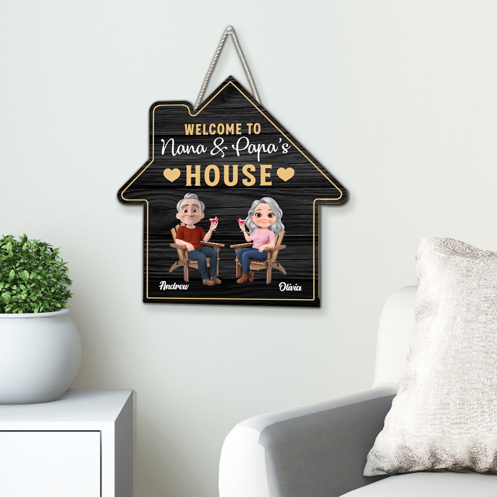 Custom Family Campground Sign, Campsite Outdoor Wall Decor • Welcome To Nana & Papa House - Personalized Wood Sign
