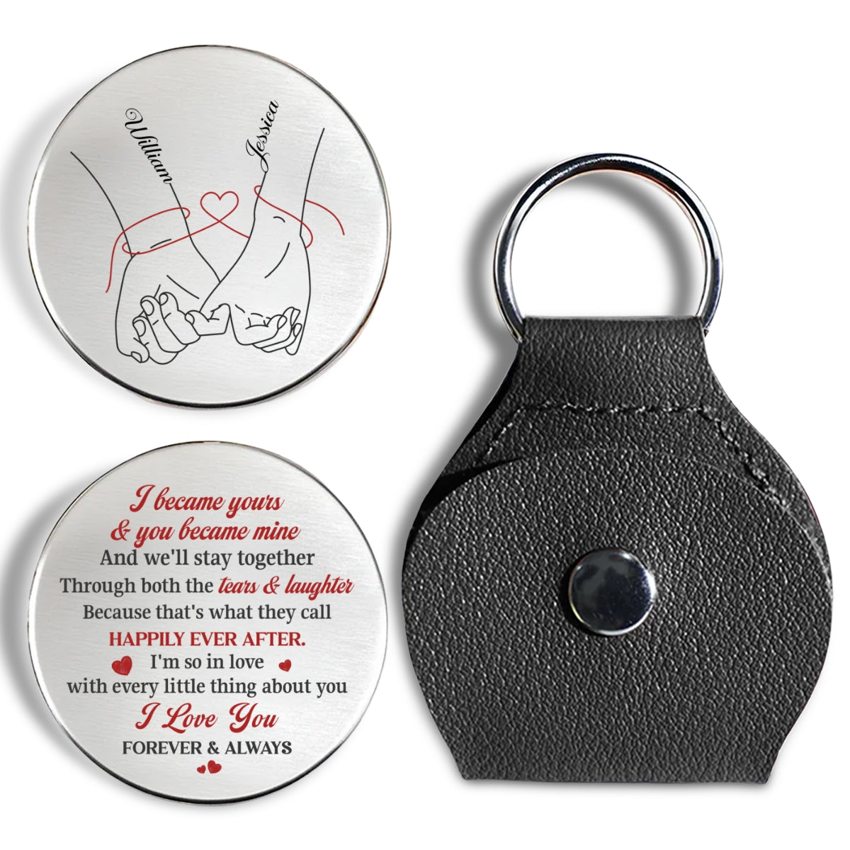Custom Coin Keychain for Wife, Couple Anniversary Valentine's Day Gifts • Stay Together - Personalized Pocket Hug