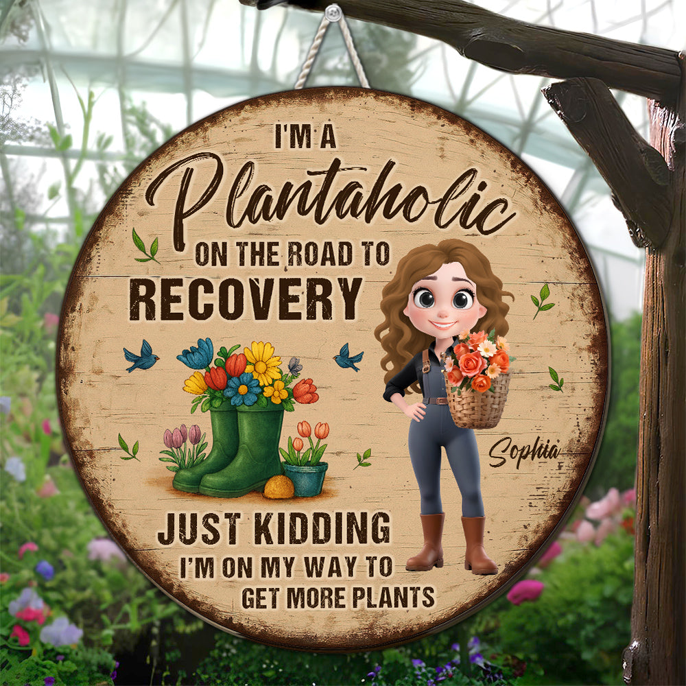 Custom Home Garden Sign, Outdoor Yard & Lawn Decor • I Am A Plantaholic - Personalized Wood Sign