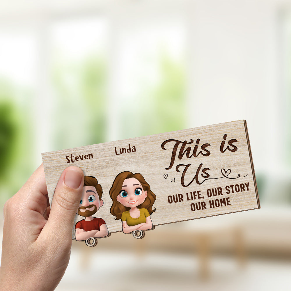 This Is Us - Personalized Wooden Key Holder With Keychain