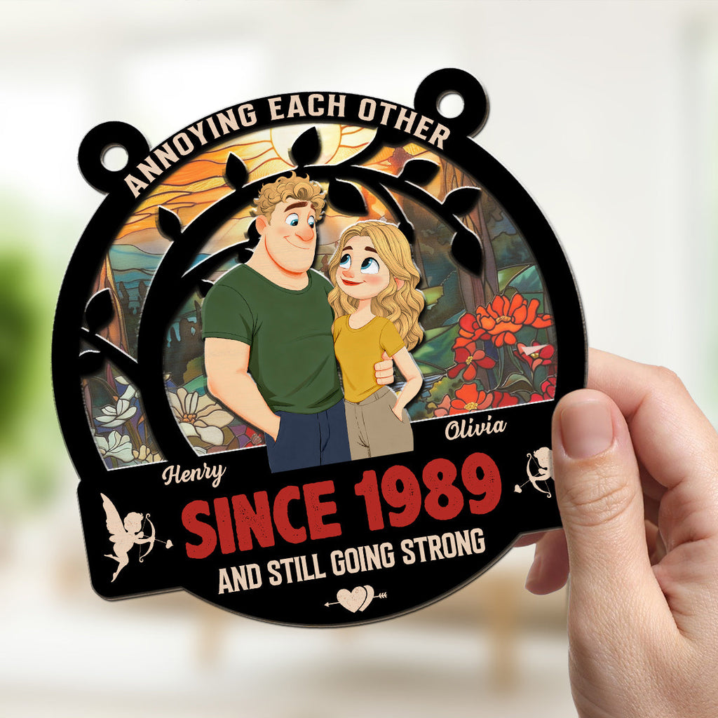 Custom Couple Hanging Decor, Anniversary Valentine's Day Gifts • Forever With You - Personalized Suncatcher
