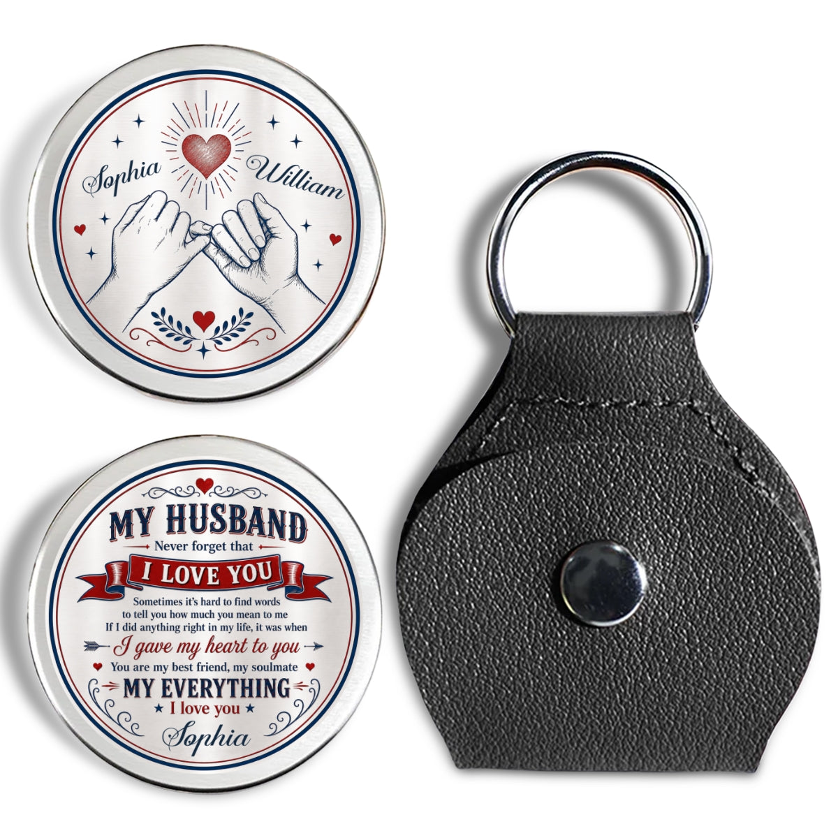 Custom Coin Keychain for Husband, Couple Anniversary Valentine's Day Gifts • My Love For You - Personalized Pocket Hug