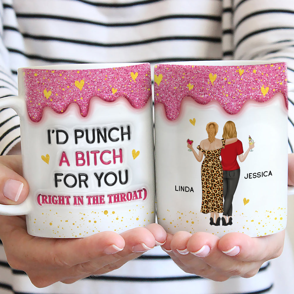 Custom Best Friend, Christmas & Birthday Friendship Keepsake Gift • Twinkle Bestie Glitter - Personalized 3D Inflated Effect Mug
