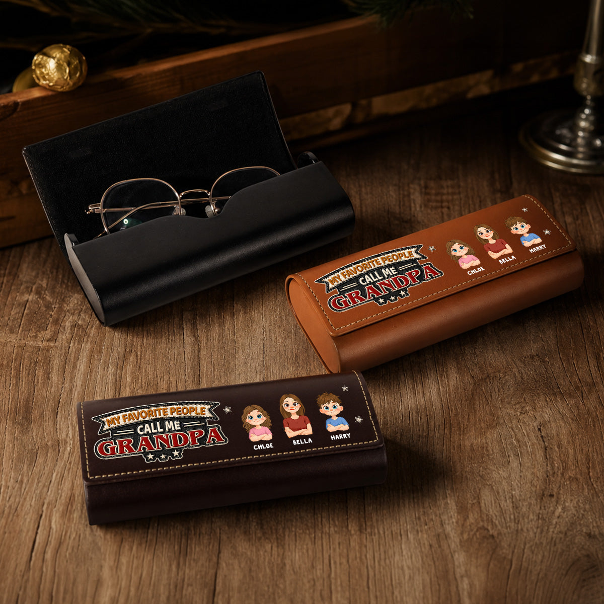 My Favorite People Call Me - Personalized Leather Eyeglass Case