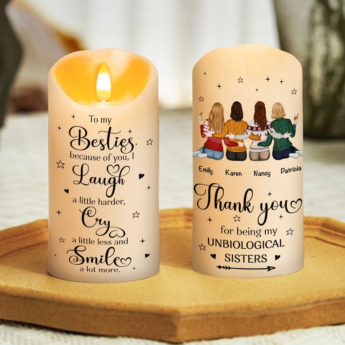 Thank You For Being My Unbiological Sister - Personalized LED Candle