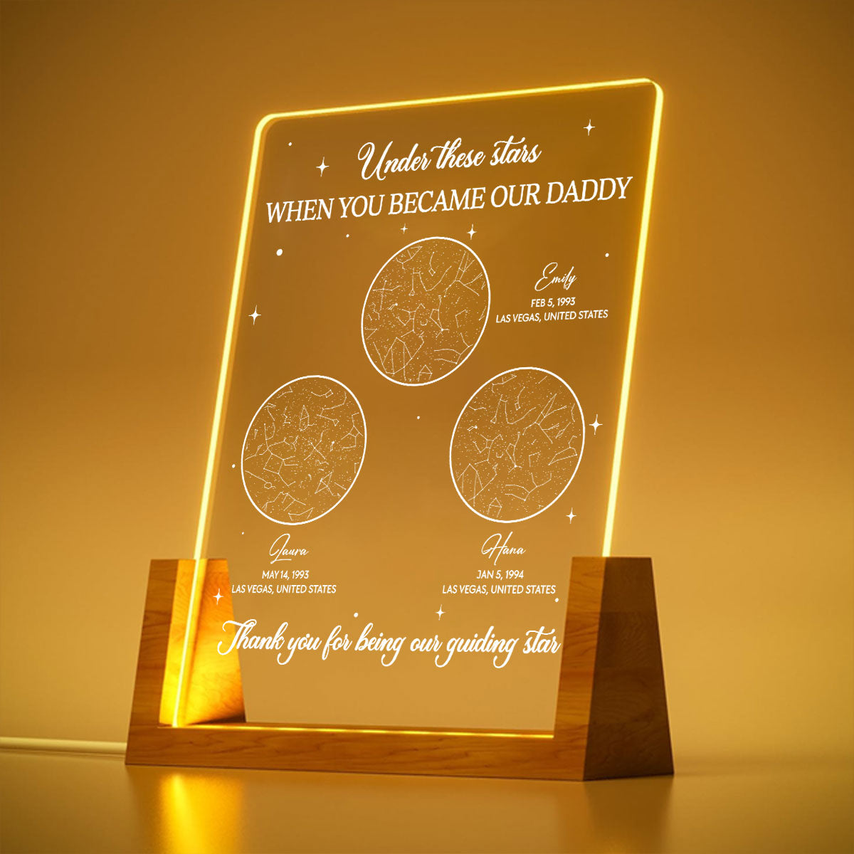 Custom Father's Day Gift for Dad Grandpa • Under These Stars - Personalized Night Light