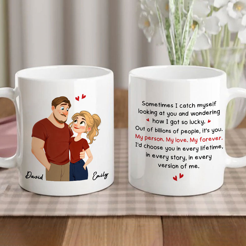 Custom Anniversary Keepsake Gifts For Couple • How Lucky I Am 2 - Personalized Coffee Mug