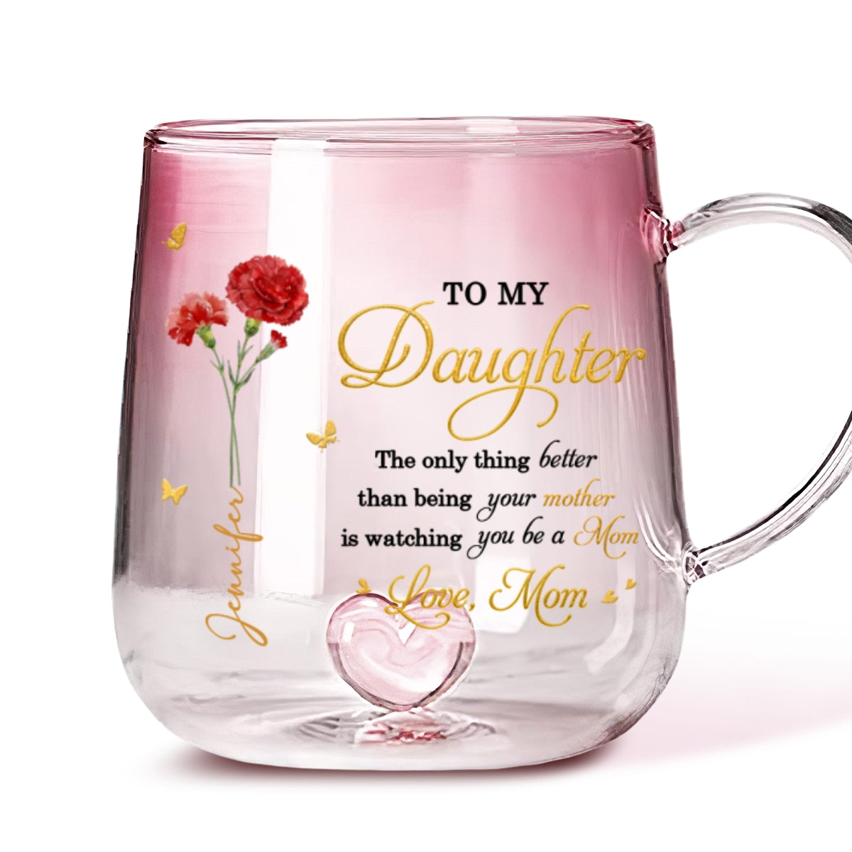 Custom Mother's Day Gift for Daughter • Watching You Be A Mom - Personalized Pink Gradient Glass Mug