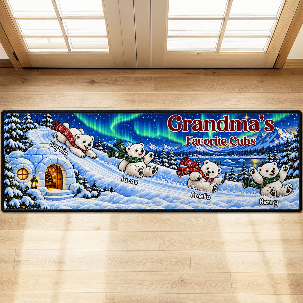 Custom Family Name Rug, Housewarming Birthday Gift For Family Members • Merry Little Cubs - Personalized Runner Rug