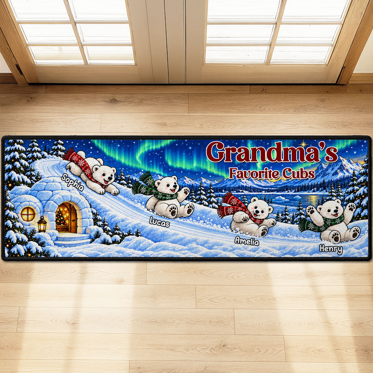 Custom Family Name Rug, Housewarming Birthday Gift For Family Members • Merry Little Cubs - Personalized Runner Rug