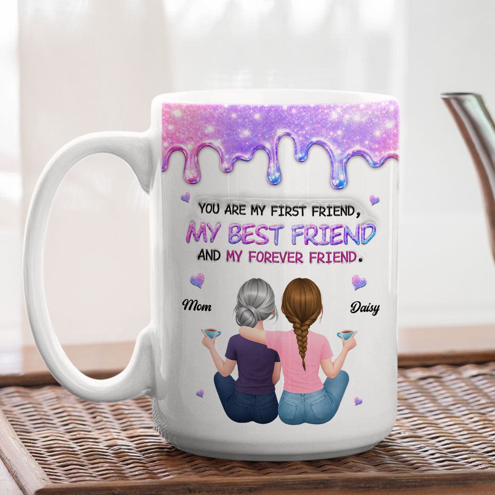 Custom Mother's Day Gift for Mom & Grandma • First And Forever - Personalized 3D Inflated Effect Mug