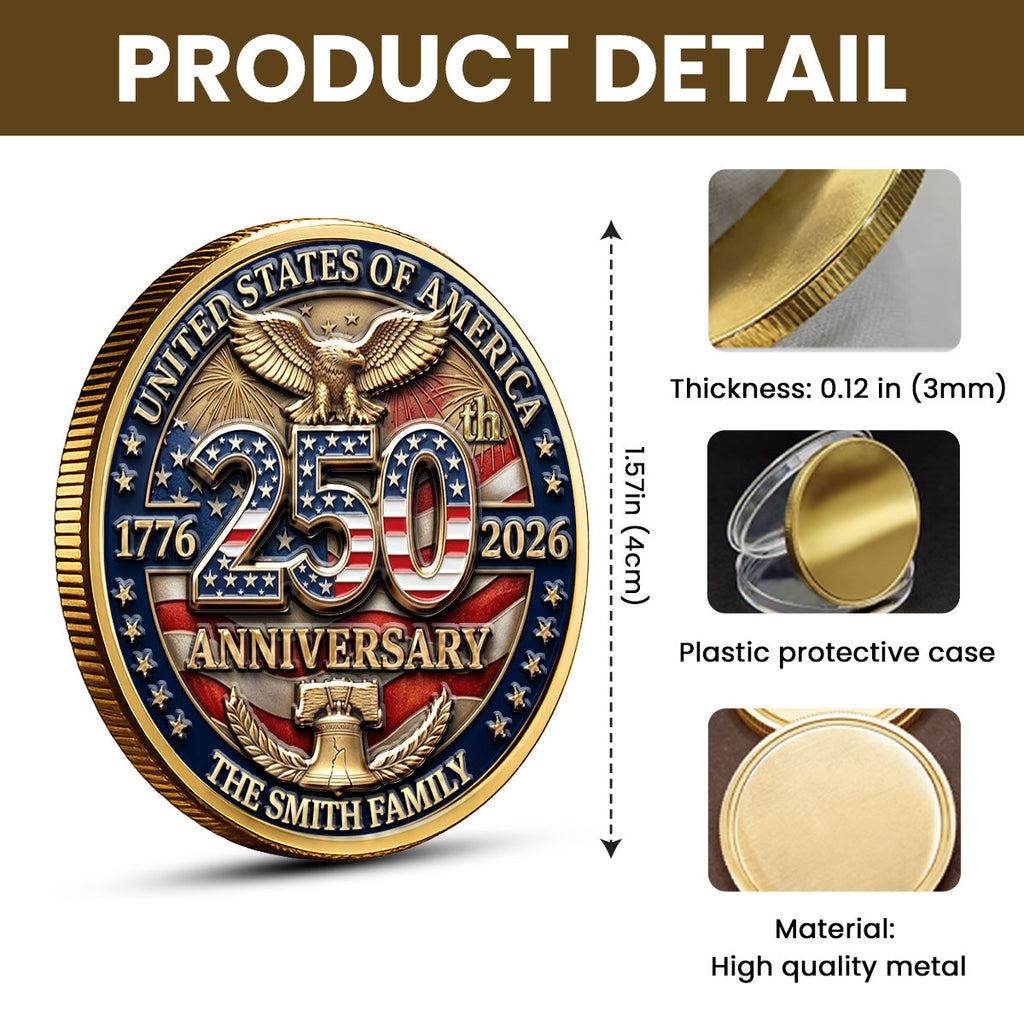 America 250th Anniversary - Personalized Commemorative Keepsake Coin