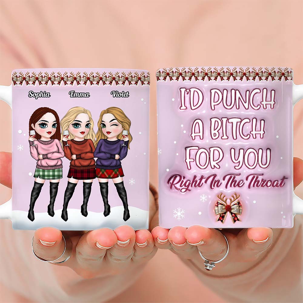 Custom Best Friend, Christmas & Birthday Friendship Keepsake Gift • Punch Bitch - Personalized 3D Inflated Effect Mug