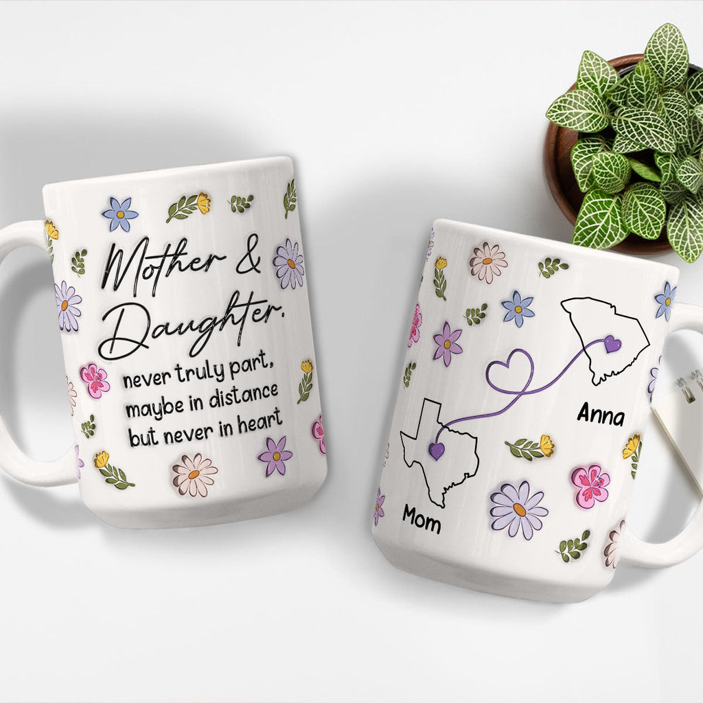 Custom Christmas & Birthday Gift for Mom • Never Truly Part - Personalized 3D Inflated Effect Mug