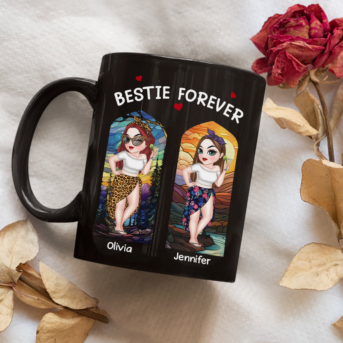 Custom Best Friend, Christmas & Birthday Friendship Keepsake Gift • Bestie Forever - Personalized Coffee Mug
