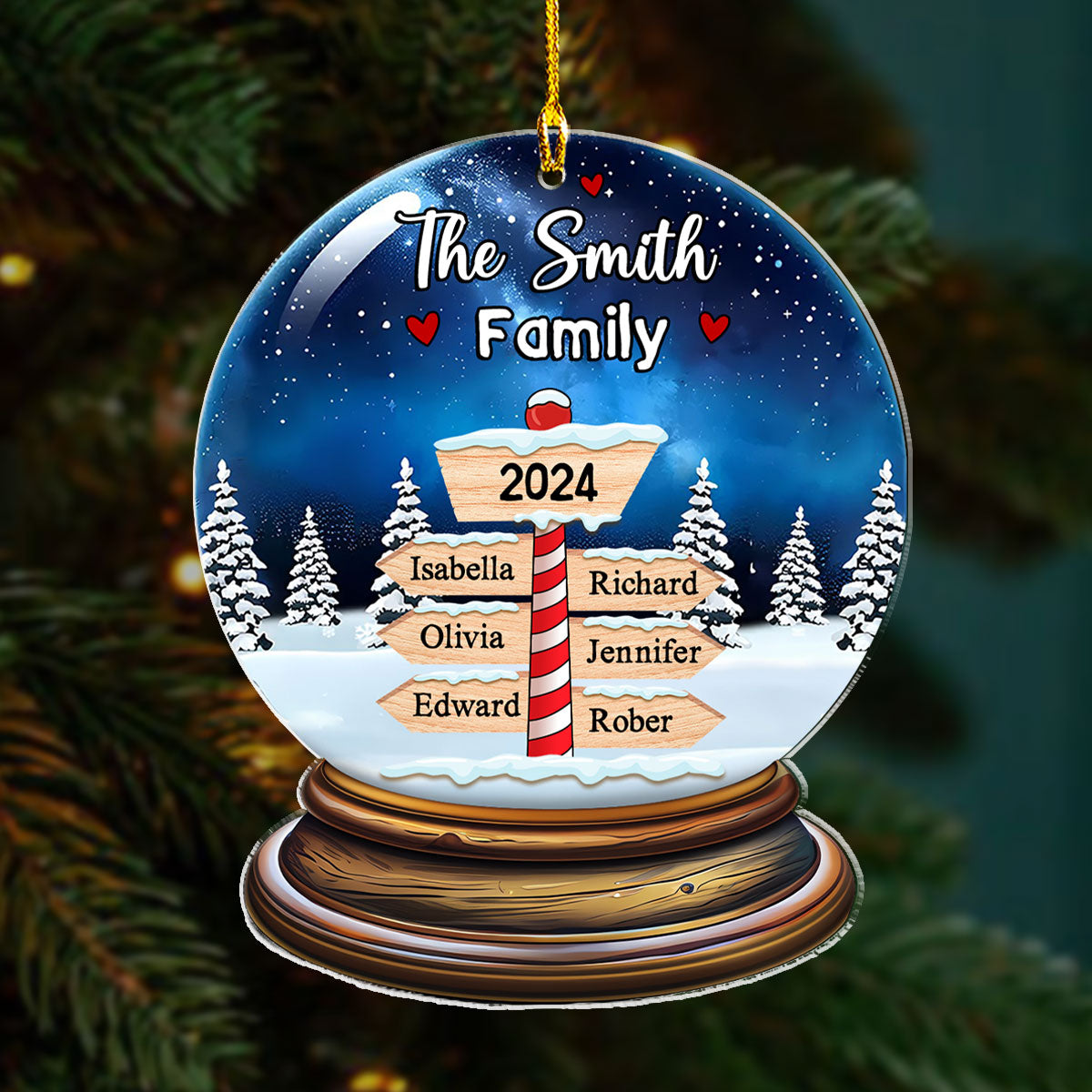 Custom Family Ornament, Christmas Gift for Family Members •  Snow Family - Personalized Acrylic Ornament
