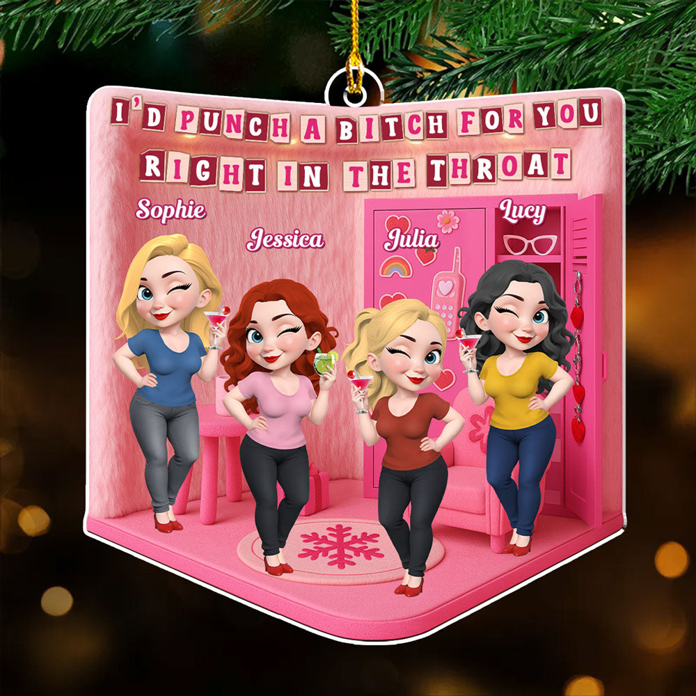 Custom Friendship Christmas Ornament, Best Friend Gift •  Slay All Day Station - Personalized Acrylic Ornament