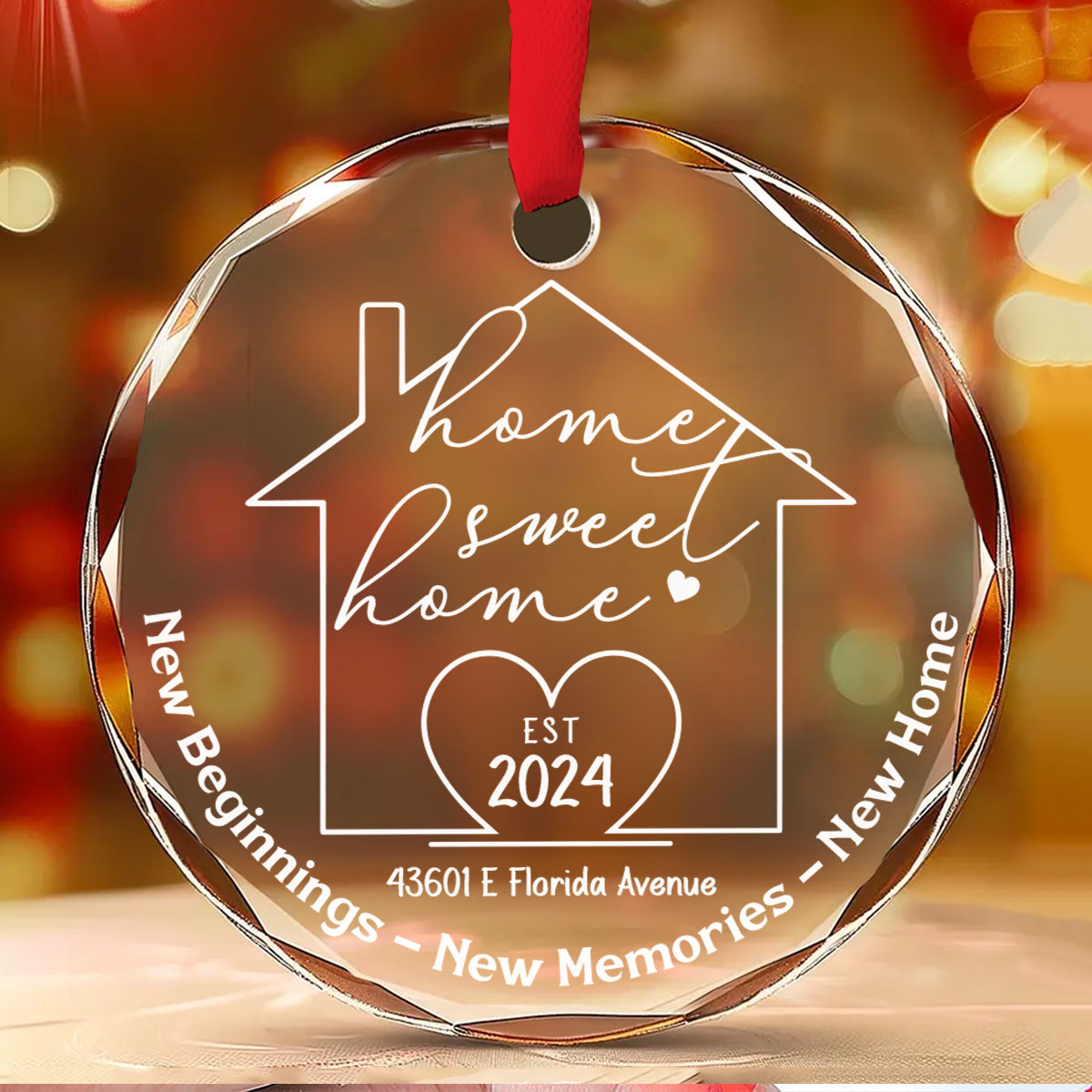 Custom Family Ornament, Christmas Gift for Family Members •  Home Sweet Home - Personalized Glass Ornament