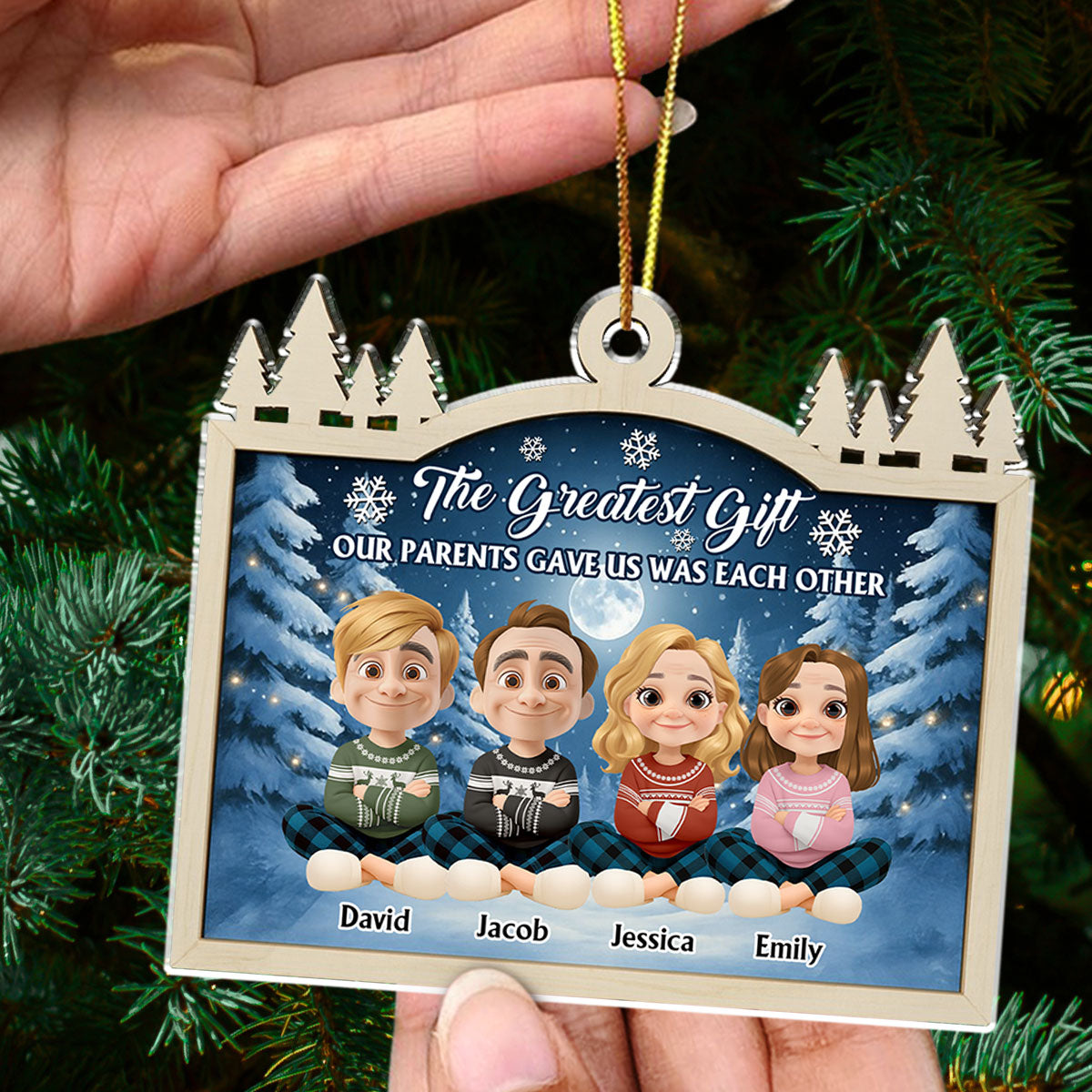 Custom Brothers & Sisters Christmas Ornament •  The Greatest Gift Gave Us - Personalized Acrylic Ornament