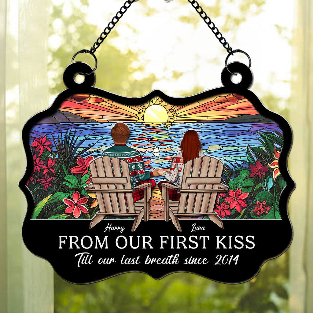 Custom Christmas Couple Hanging Decor, Anniversary Wedding Gifts • Till Our Last Breath - Personalized Suncatcher