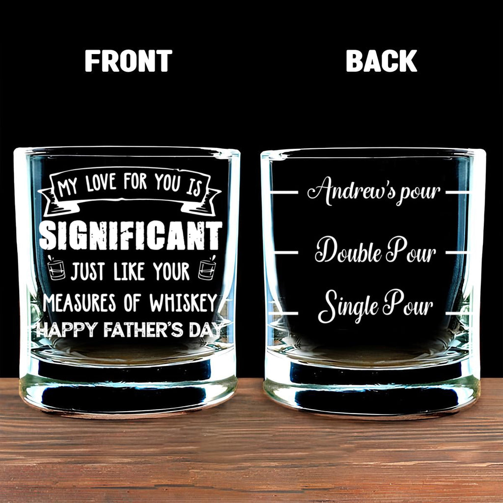 Custom Father's Day Birthday Gifts for Husband • Measured In Sips Not Drops - Personalized Whiskey Glass