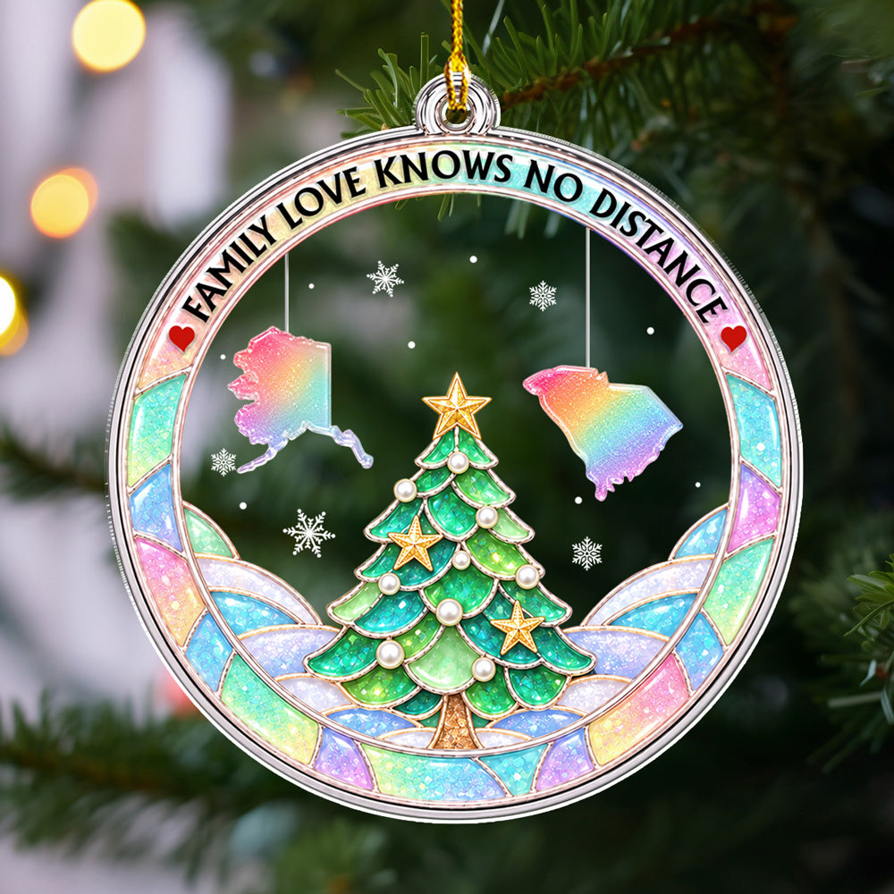 Custom Keepsake Christmas Ornament •  Family Beyond Distance - Personalized Acrylic Ornament