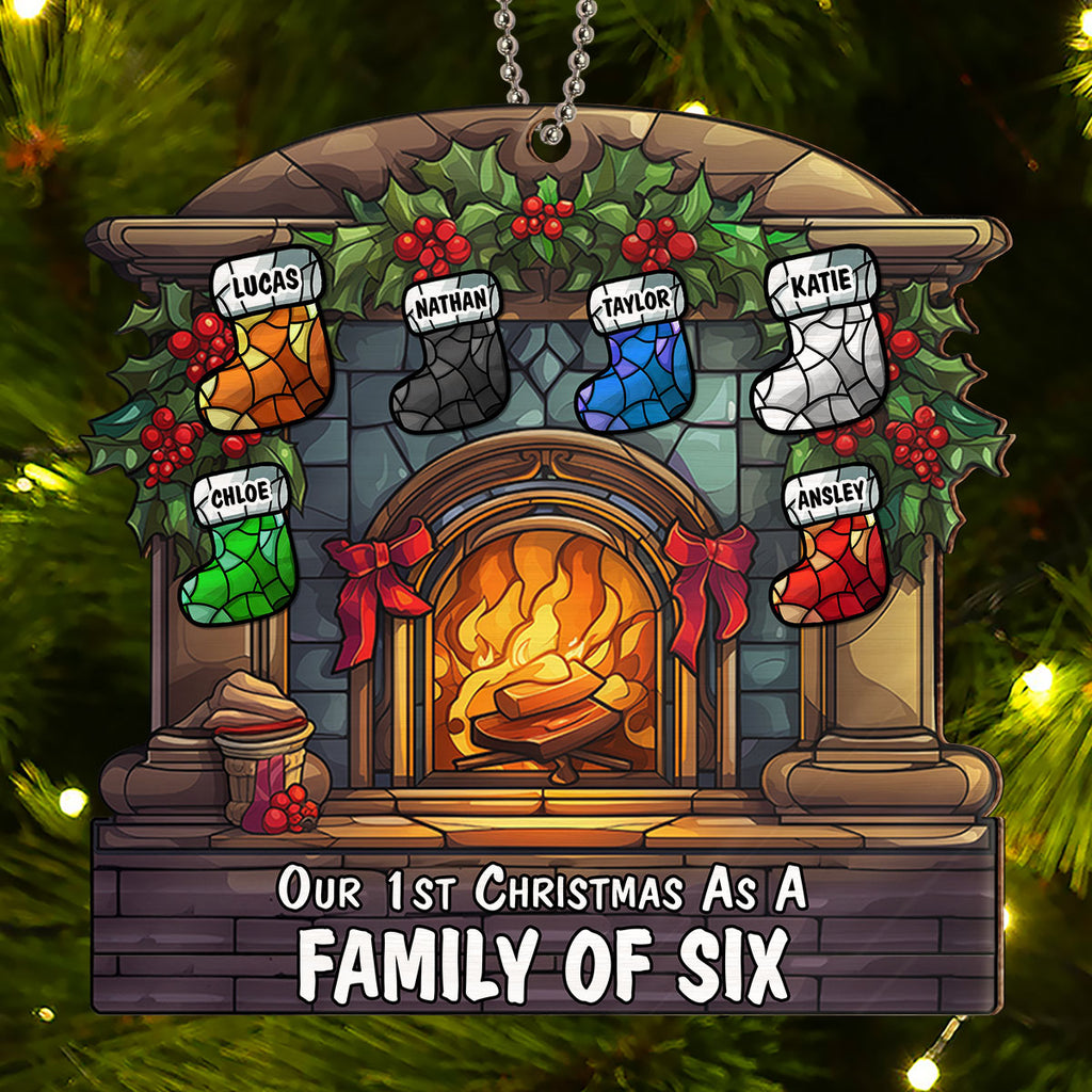 Custom Family First Christmas Ornament •  As A Family Of - Personalized Suncatcher Ornament