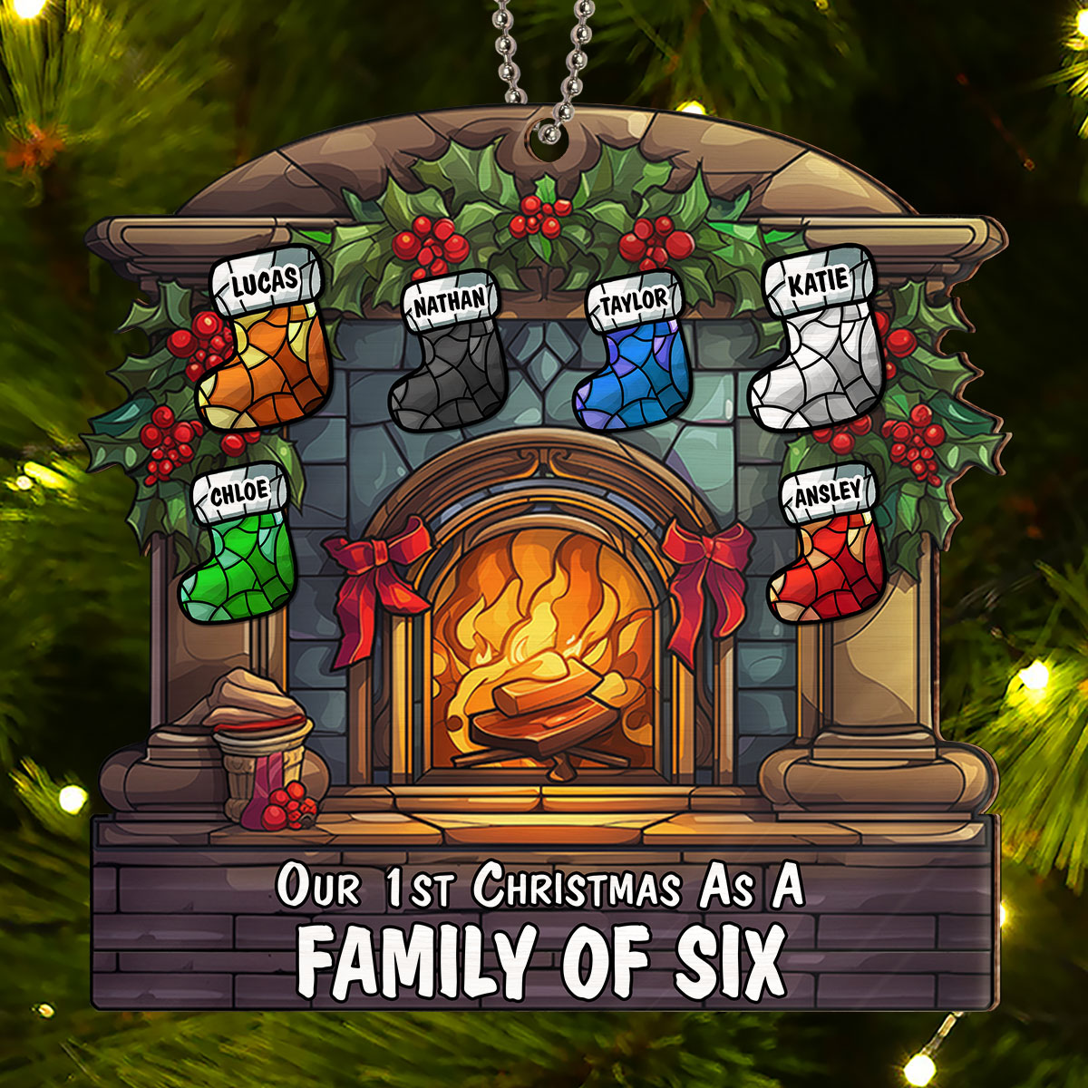 Custom Family First Christmas Ornament •  As A Family Of - Personalized Suncatcher Ornament