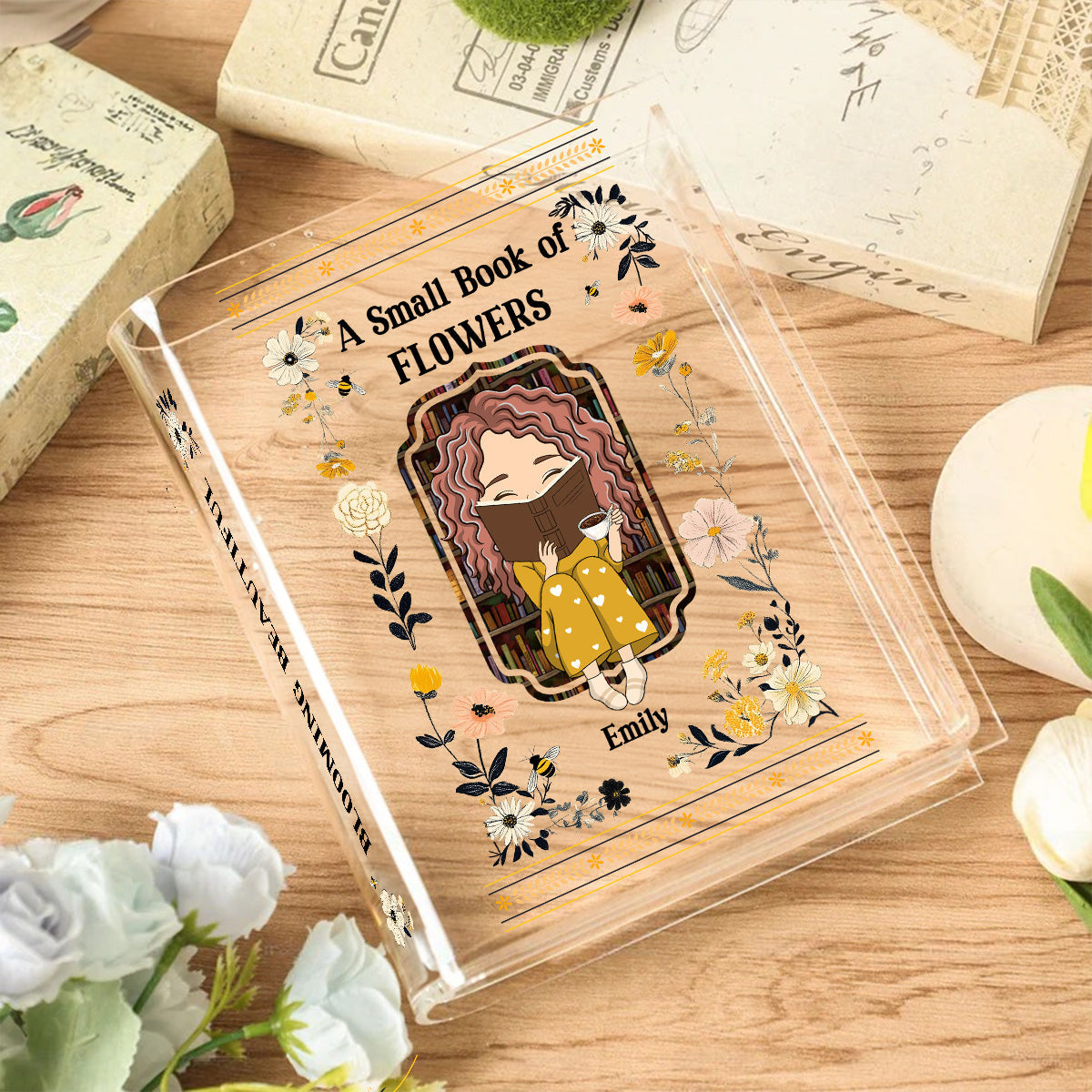 A Small Book Of Flowers - Personalized Acrylic Book Vase