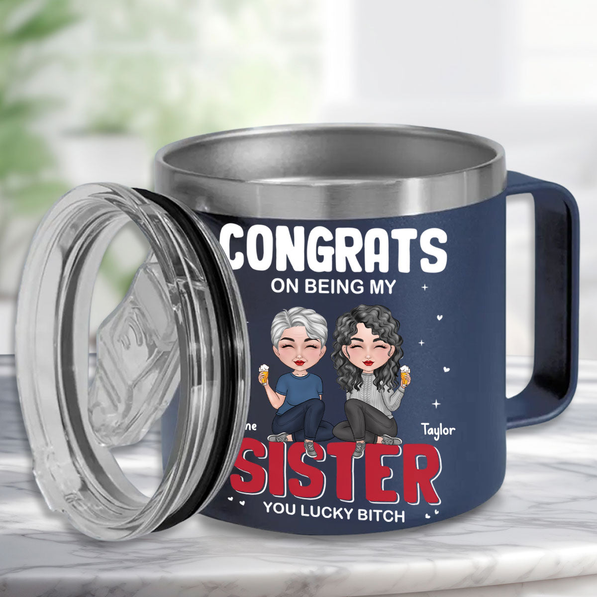 Custom Christmas Birthday Gifts For Best Friend • Congrats On Being My Bestie - Personalized 14oz Stainless Steel Tumbler With Handle