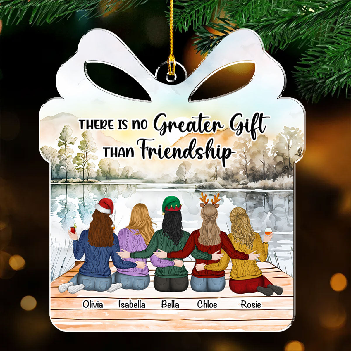 Custom Friendship Christmas Ornament, Best Friend Gift •  Friendship Is A Gift - Personalized Acrylic Ornament