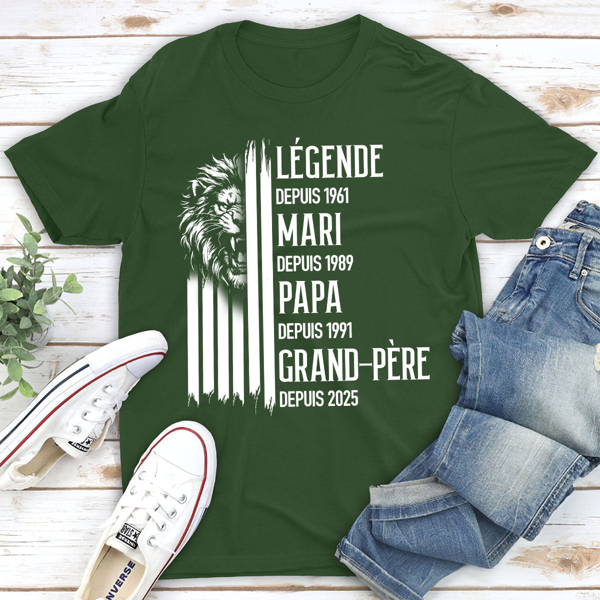 Custom Christmas & Birthday Gift for Dad, Grandpa • Un Vrai Roi - T-shirt personnalisé