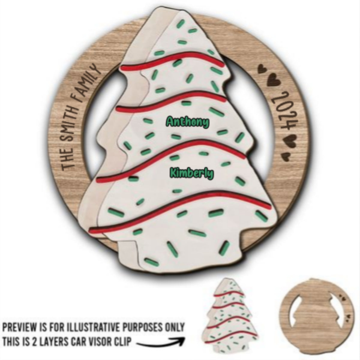 Oh Family Tree Cake - Personalized Car Visor Clip