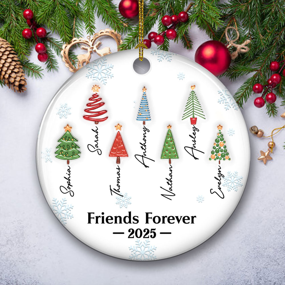 Custom Keepsake Christmas Ornament •  Sisters Forever Tree Names - Personalized 3D Inflated Effect Ceramic Ornament