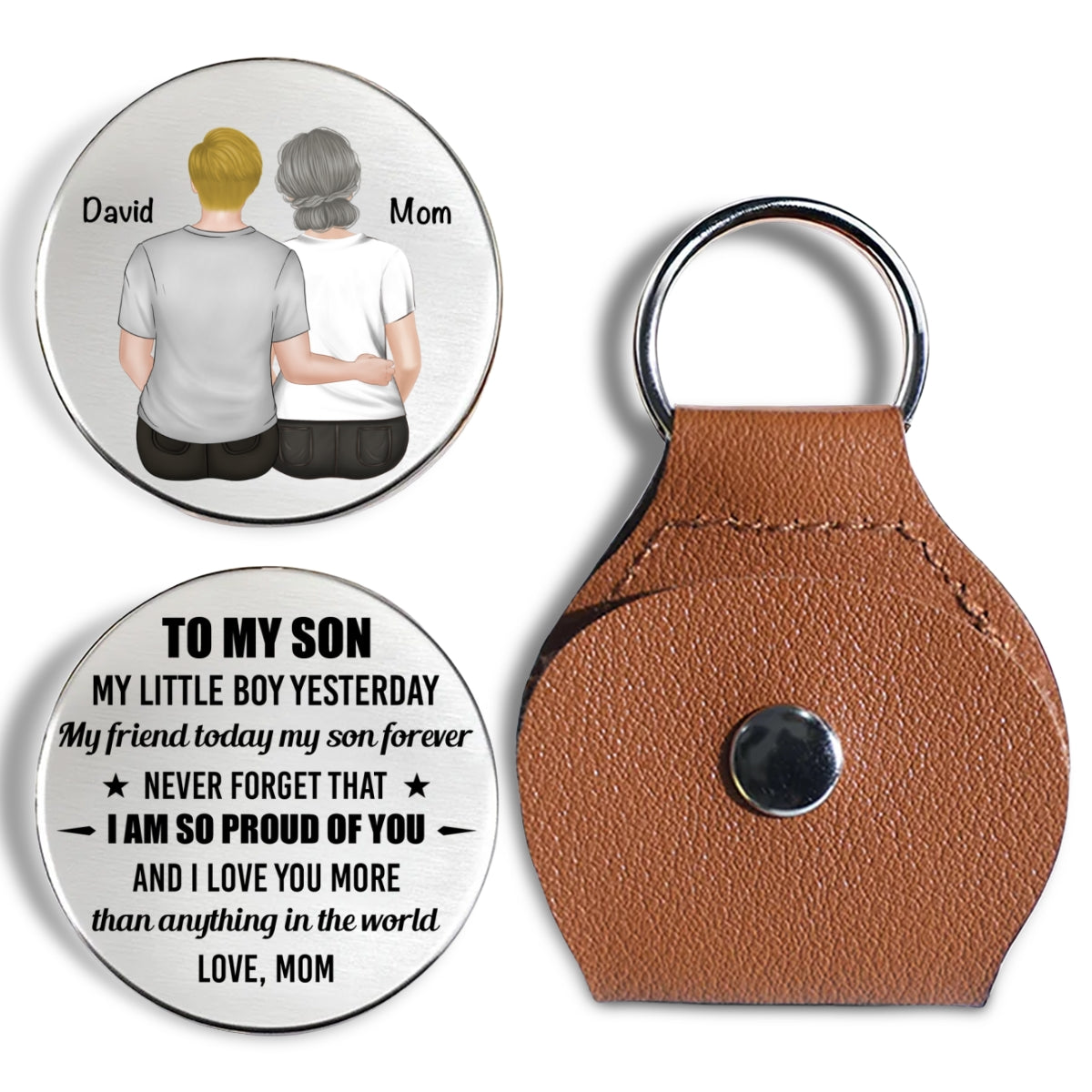 Custom Coin Keychain for Son, Father's Day Birthday Gifts • Remember I Always Love You - Personalized Pocket Hug