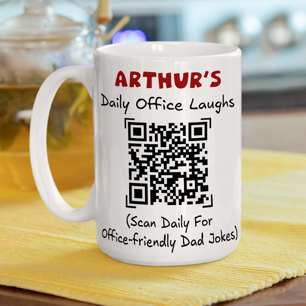 Custom Coworker, Christmas & Birthday Team Appreciation Gift • Scan And Laugh Dad Joke - Personalized Coffee Mug