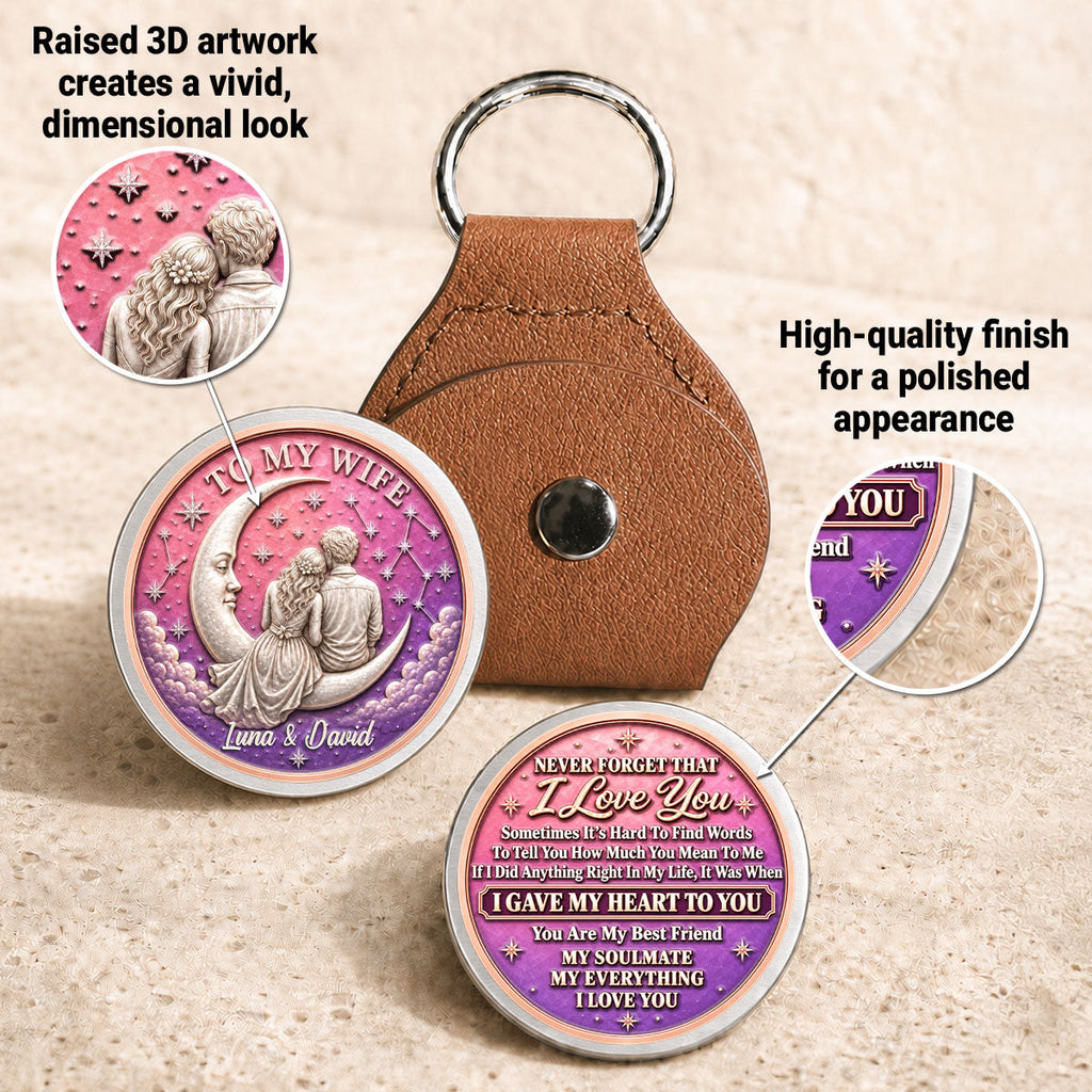 Custom Coin Keychain for Wife, Couple Anniversary Valentine's Day Gifts • Hold Me Close - Personalized 3D Printing Pocket Hug