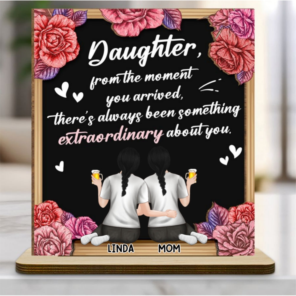 Custom Family Decor, Christmas Birthday Family Keepsake • An Extraordinary Gift For Mom - Personalized 2-Layer Wood Plaque With Flat Base