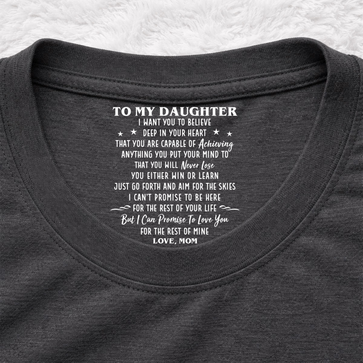 Custom Christmas & Birthday Gift for Son • I Promise To Be Here - Personalized Inside Neck Print T-shirt