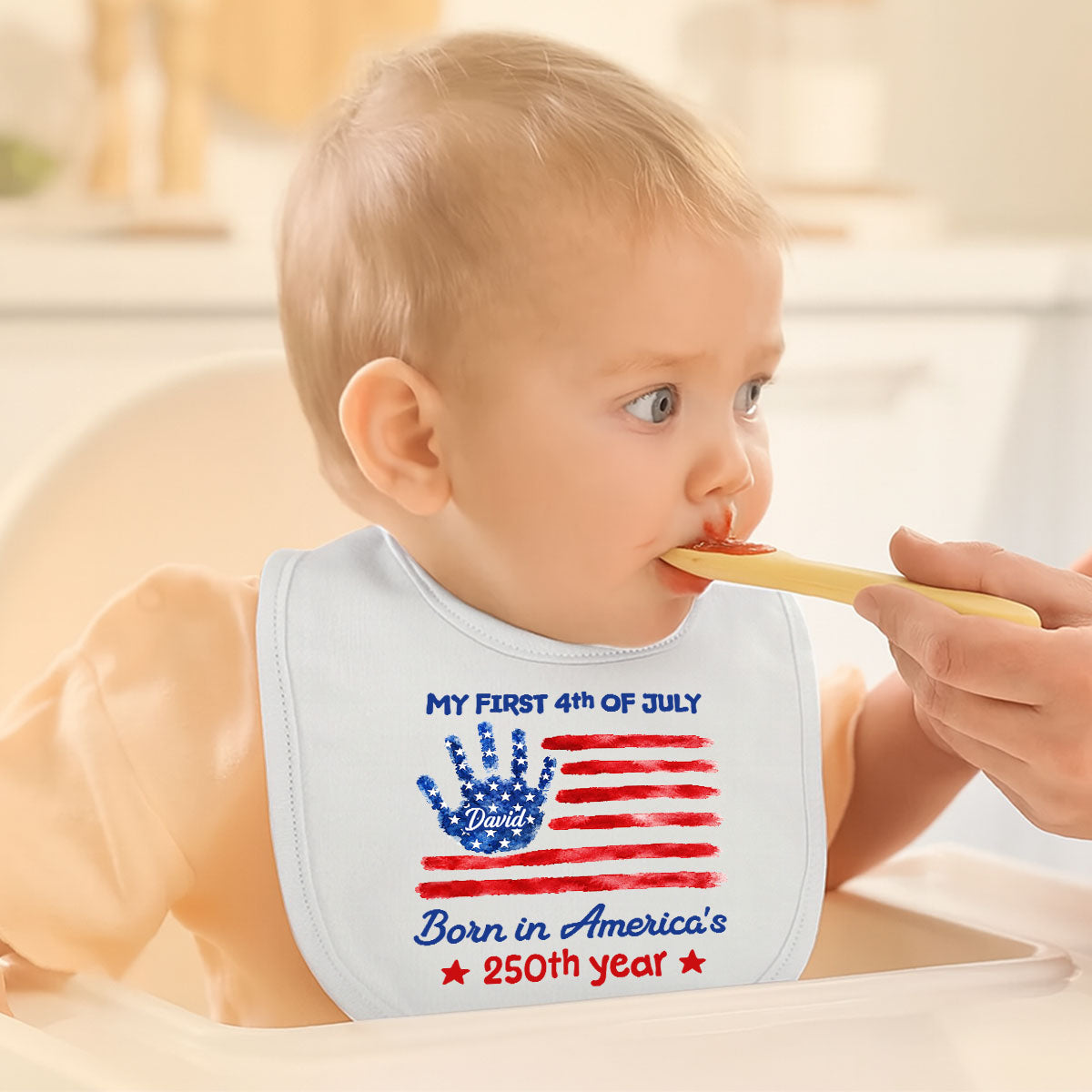 1st 4th Of July - Personalized Baby Bib