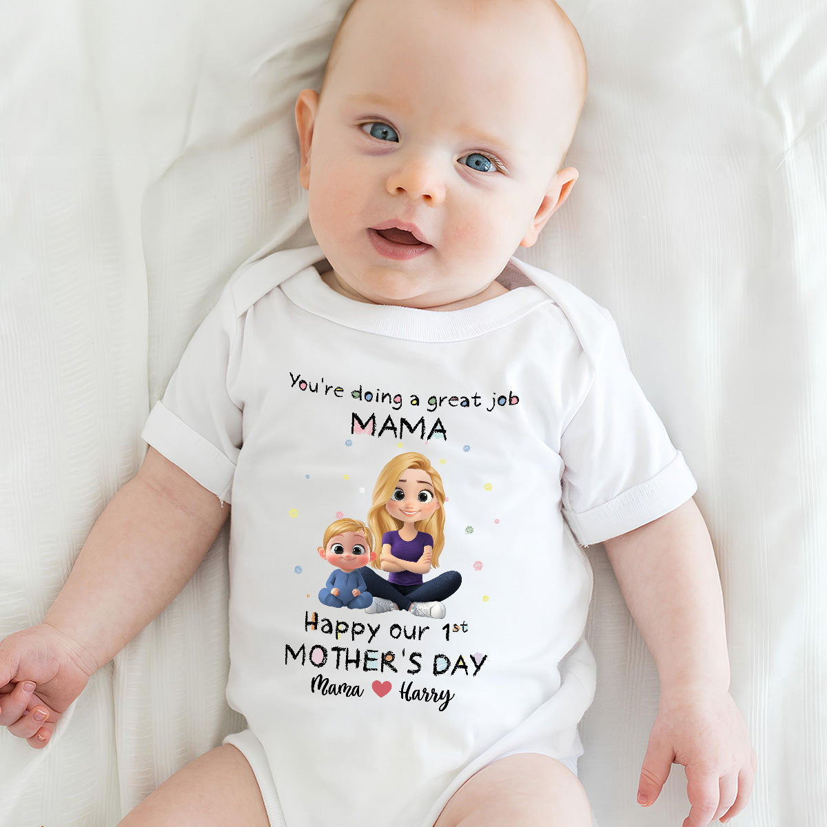 Mommy Doing A Great Job Happy Mother Day - Personalized Baby Onesie
