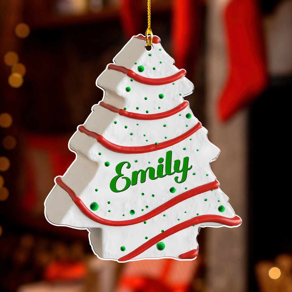 Custom Family Ornament, Christmas Gift for Family Members •  Christmas Tree Cake Name Family - Personalized Acrylic Ornament