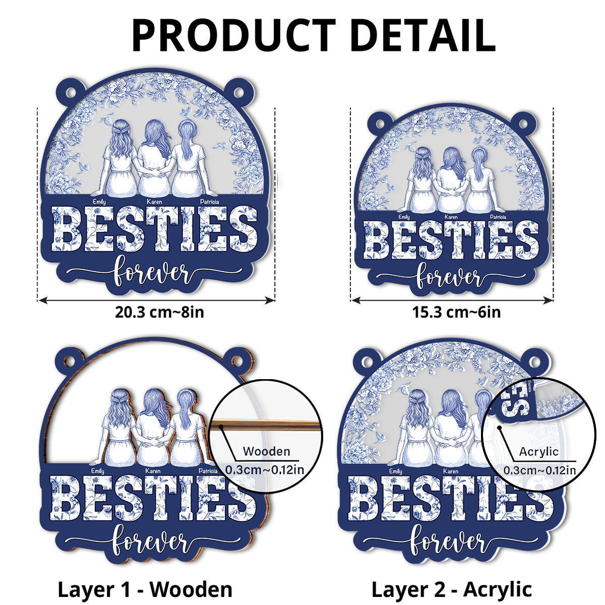 Custom Best Friend Hanging Decor, Friendship Birthday Gifts • Forever Soul Bestie - Personalized Suncatcher