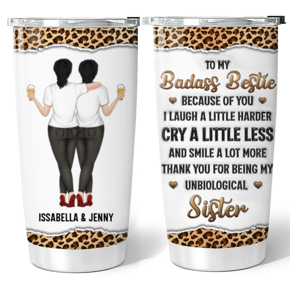 Custom Christmas Birthday Gifts For Best Friend • My Unbiological Sister - Personalized 3D Inflated Effect Tumbler