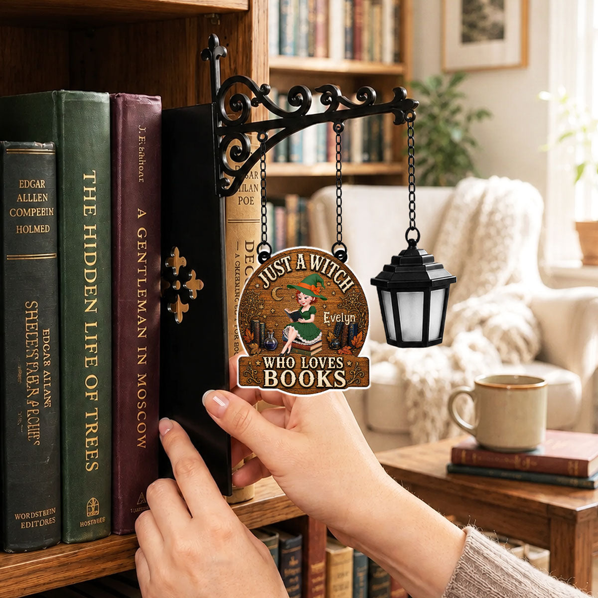 Lost In Books And Magic - Personalized Bookshelf Lantern Light Sign