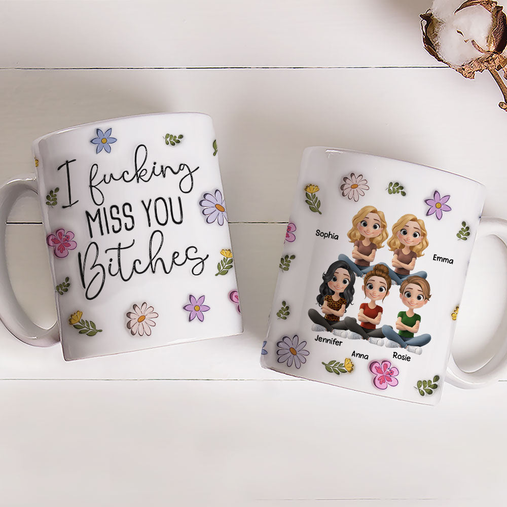 Custom Best Friend, Christmas & Birthday Friendship Keepsake Gift • Miss You My Besties - Personalized 3D Inflated Effect Mug