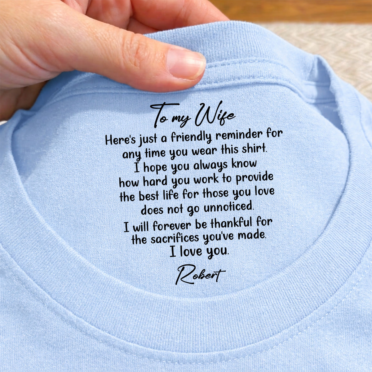 Custom Christmas Anniversary Keepsake Gifts For Wife • My Forever Love - Personalized Inside Neck Print T-Shirt