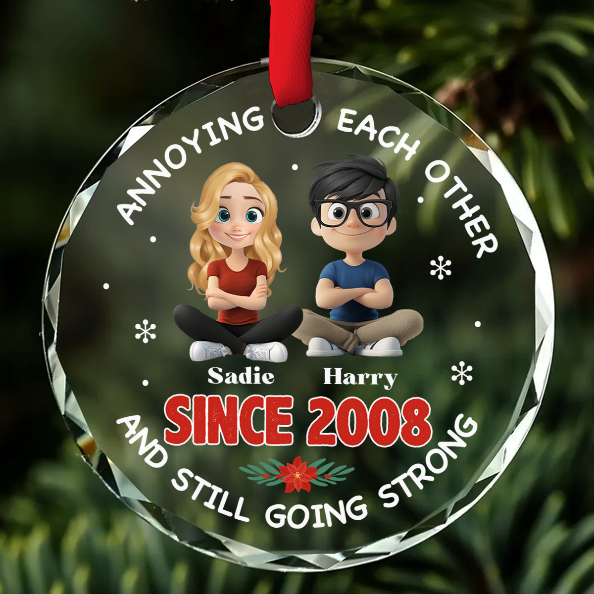 Custom Keepsake Christmas Ornament •  Forever In Love - Personalized Glass Ornament