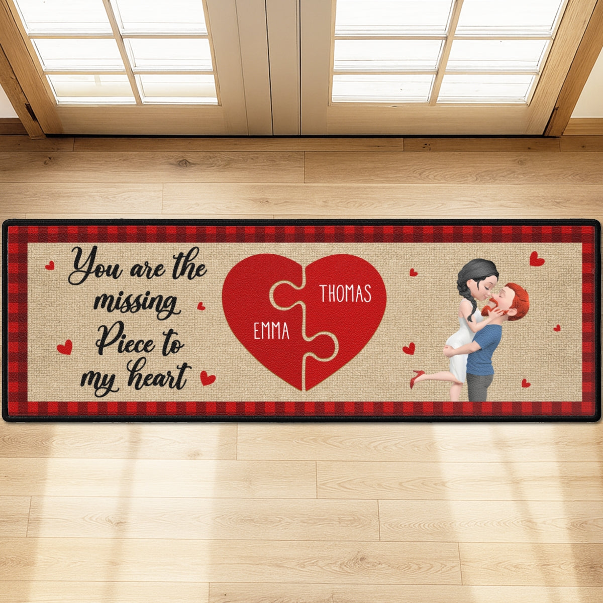 Custom Couple Rug, Anniversary Housewarming Gift For Wife Husband • You Are The Missing Piece - Personalized Runner Rug